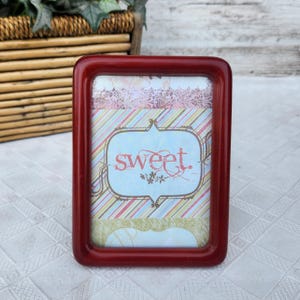 Cherry Burgundy Wooden Picture Frame for a 3.5x5 Portrait, Tabletop or Wall Mount