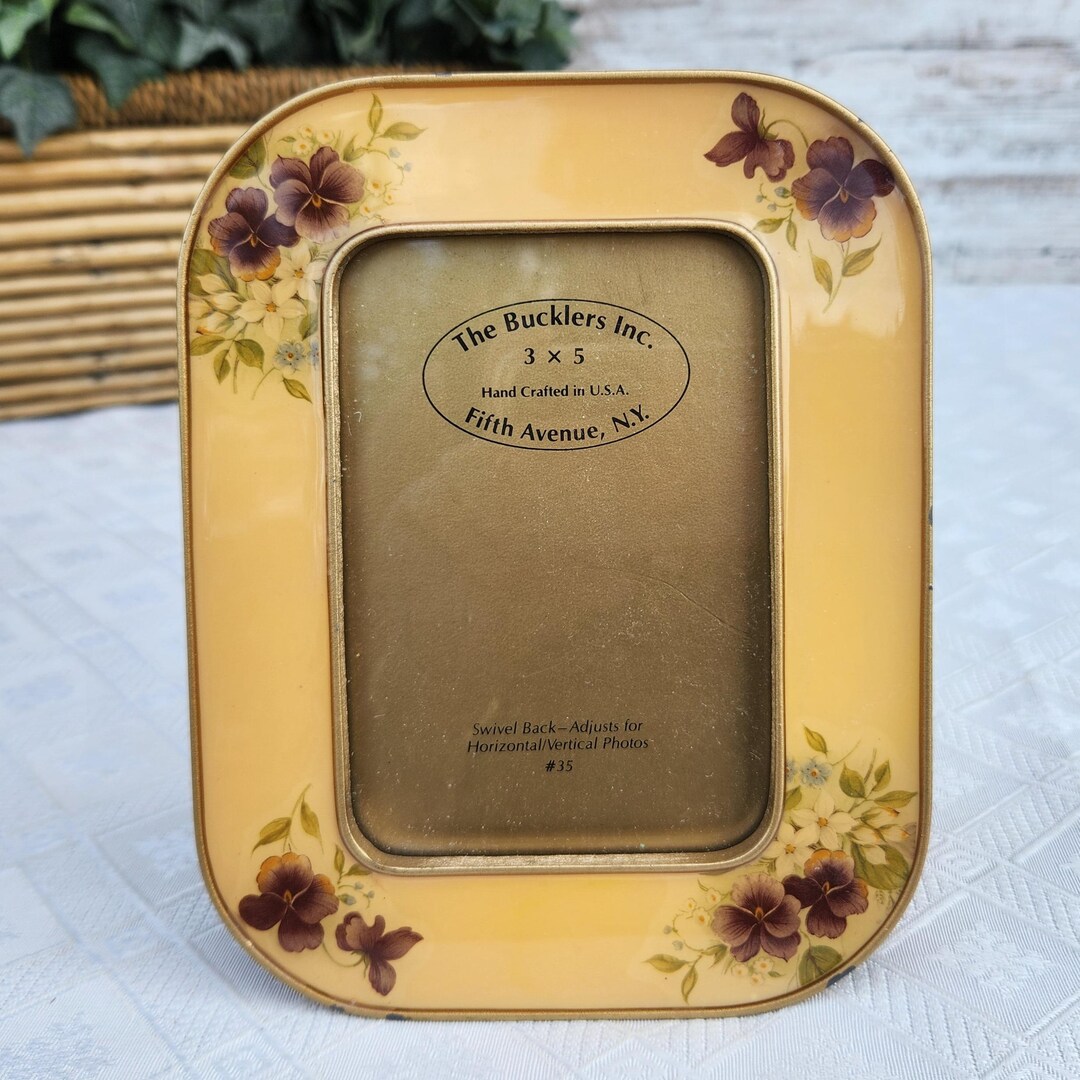 Vintage the Bucklers Picture Frame Decor Unique Violets Violas Floral ...