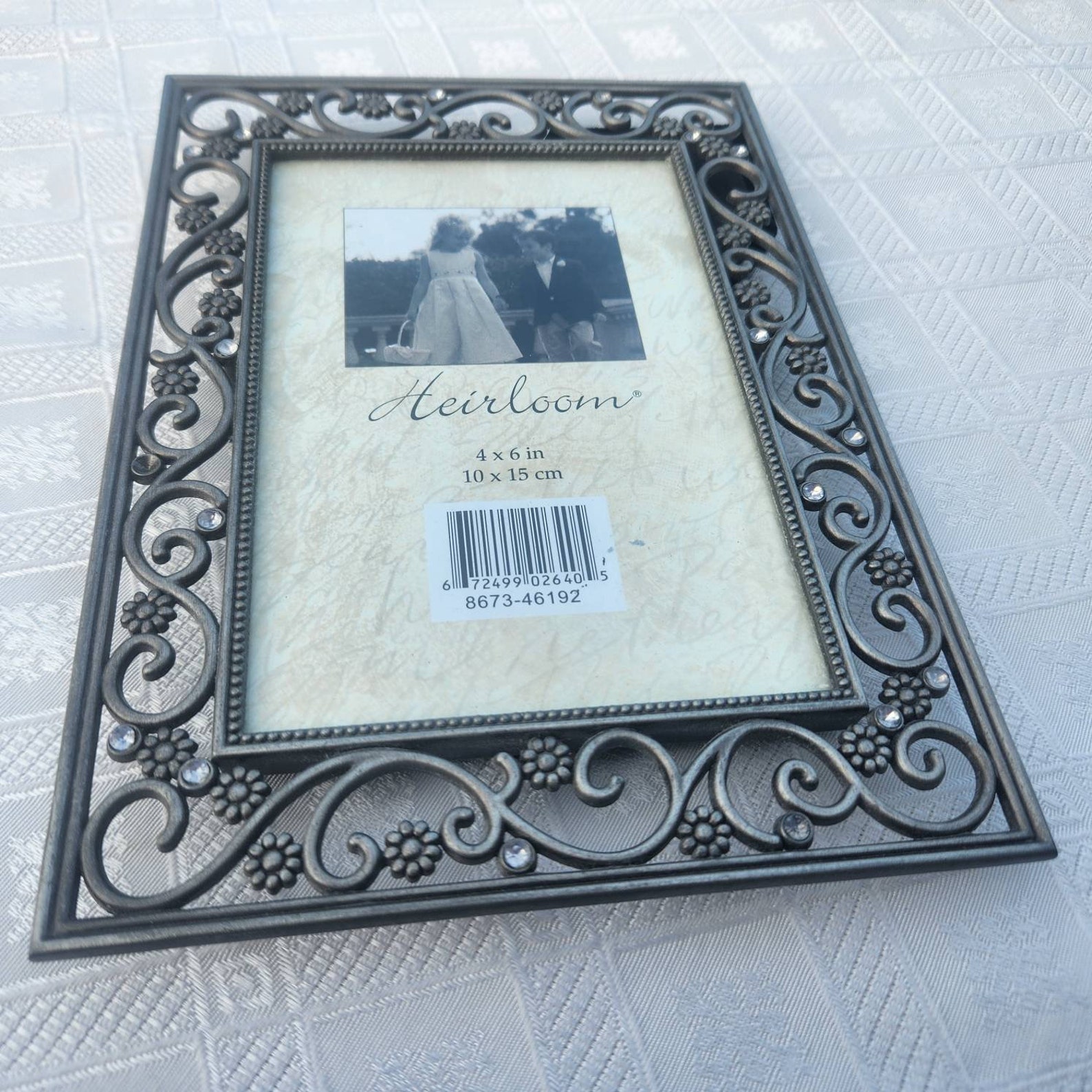 Floral Pewter Picture Frame for 4x6 Inch Photo Scrolls and Etsy