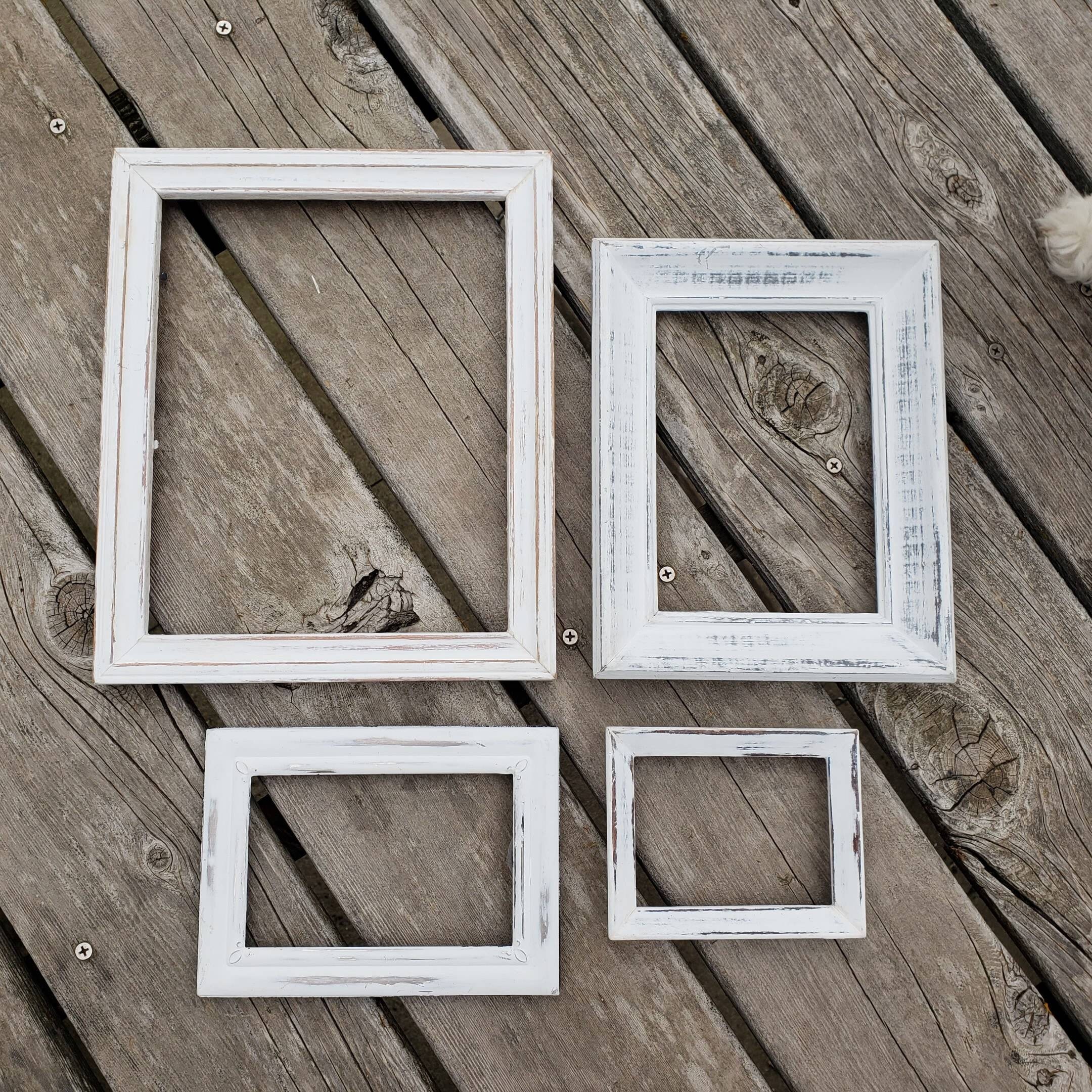 Set of 4 Whitewashed Picture Frames Wooden One Metal NO Etsy
