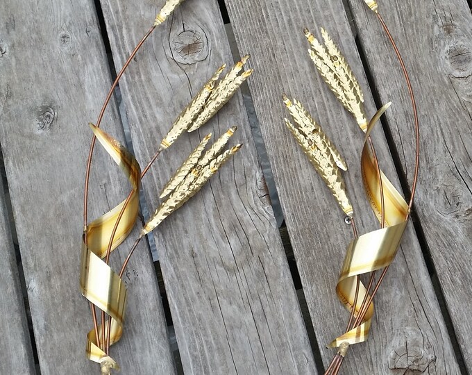 Two Gold Brass Wheat Swags Vtg Picture Accents Decor HOMCO Etsy