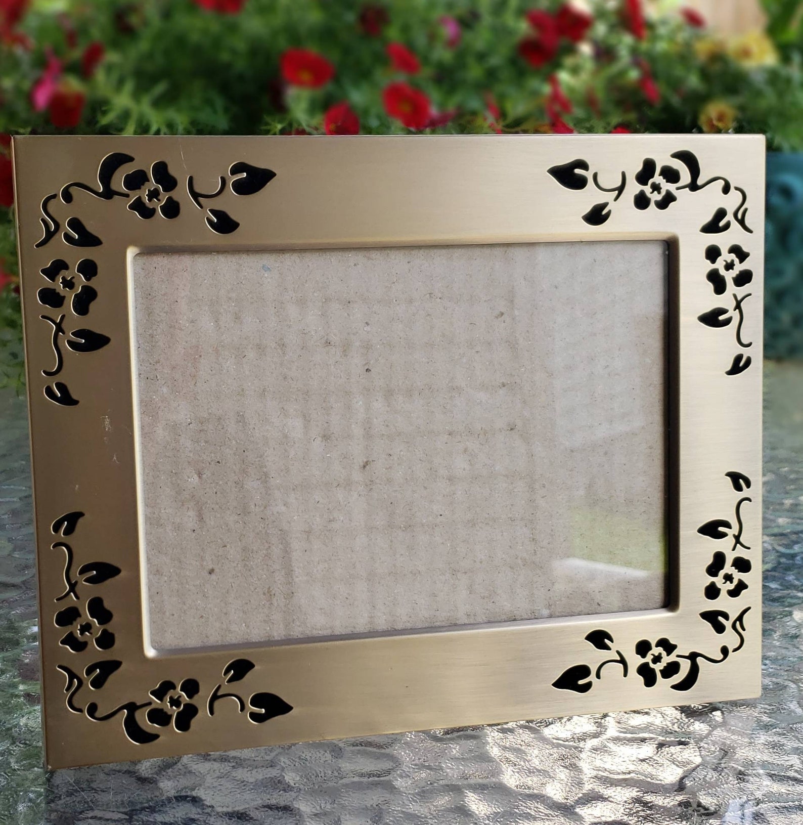Floral Bronze Picture Photo Frame Gold Tone For 5 x 7 Inch Etsy