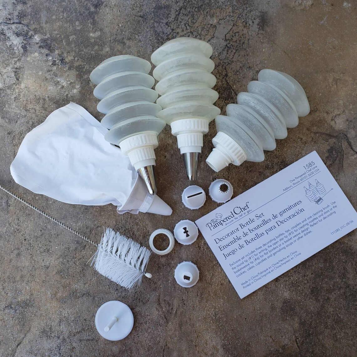 Pampered Chef Decorator Bottle Set 3 Tips Icing Piping Tube Etsy