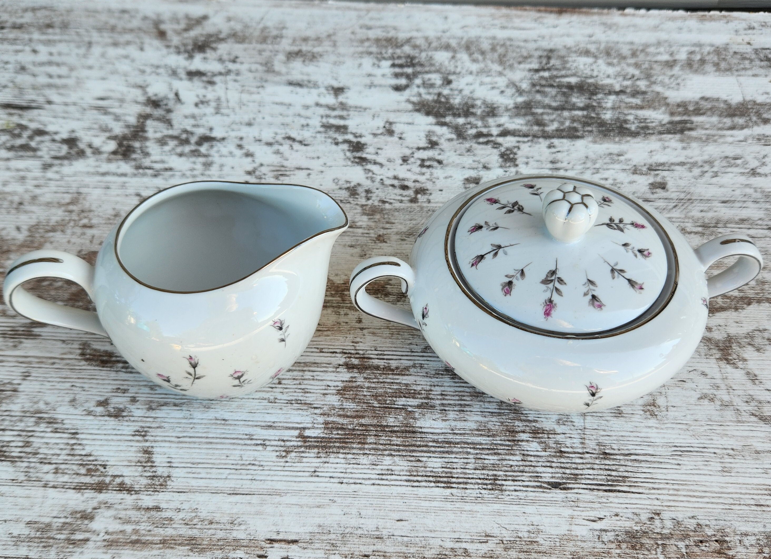 Roses China Rosebud Harmony House Japan Creamer and Sugar Roses China Rosebud Harmony House Japan Creamer and Sugar