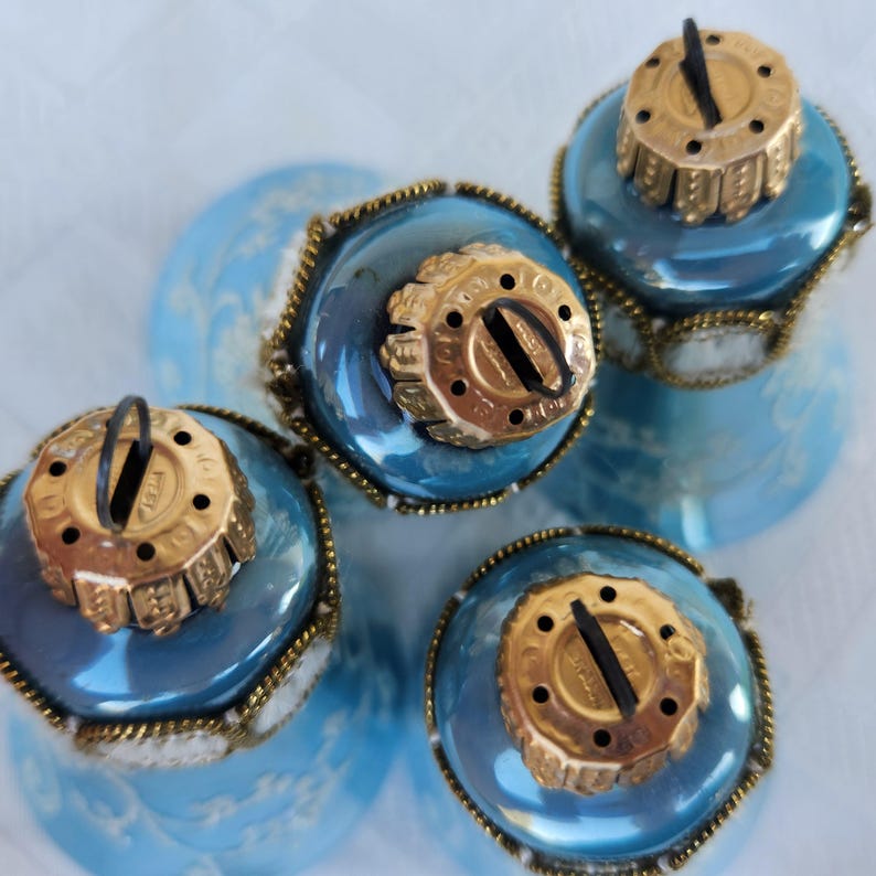 Vintage Christmas by Krebs Glass Blue Bell Christmas Ornaments, Set of