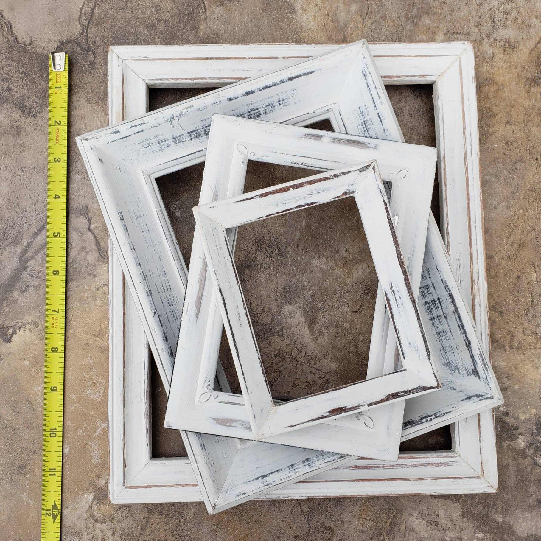 Set of 4 Whitewashed Picture Frames Wooden One Metal NO Etsy