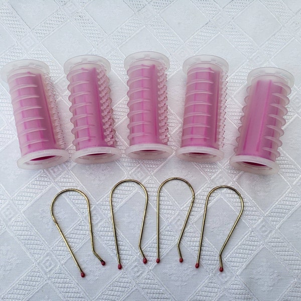 Five Pink CS15 Medium Hairsetter Replacement or Extra Hot Rollers Curlers, 5 Pins Clips, Pageant Holiday, Conair Easy Start