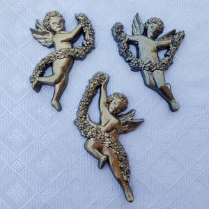 Cherubs Christmas Ornaments Mixed Set of 6, ONE small chip, Wall Gallery Accents, HOMCO Home Interiors Ardco Burwood