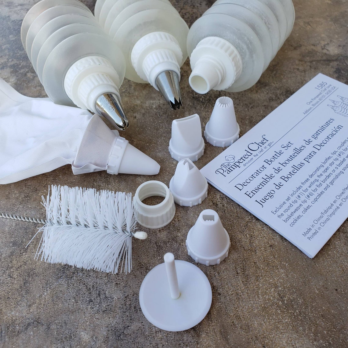Pampered Chef Decorator Bottle Set 3 Tips Icing Piping Tube Etsy