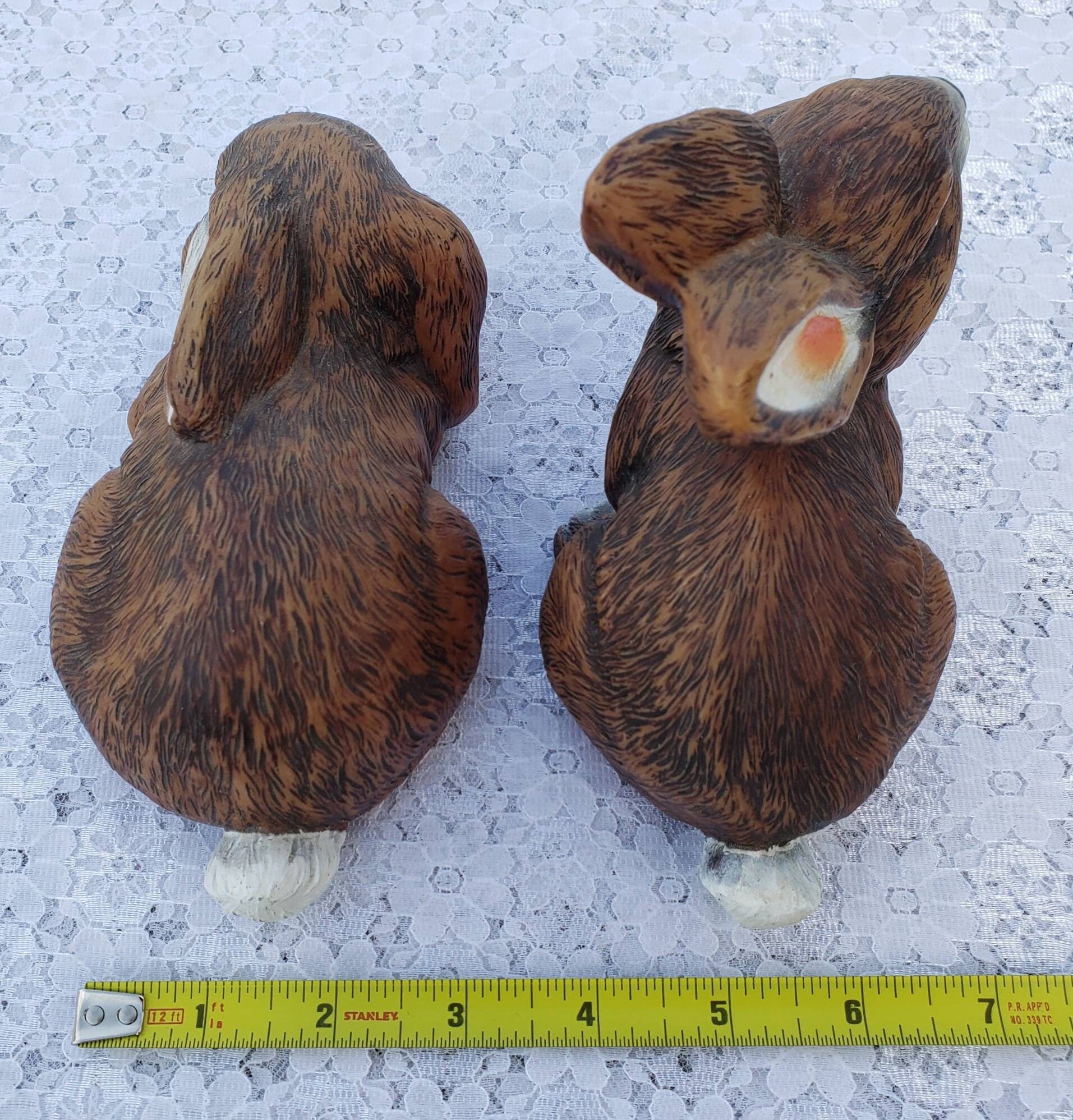 Two Vintage Bunny Rabbits Figurines Plastic Easter Decor Etsy