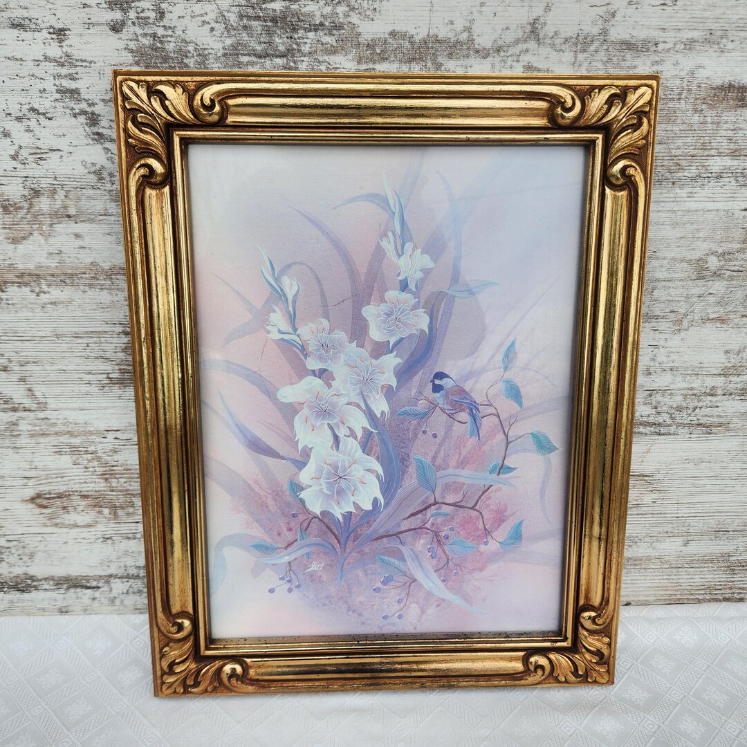 Large Gold Picture Frame Syroco HOMCO Home Interiors Wall Decor Glass ...