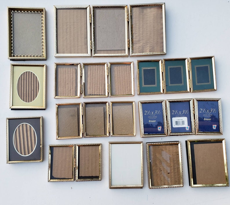 Lot Of Gold Picture Frames Tri Fold Hinged Single Image 0