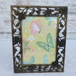 Ornate Roses Floral Picture Frame, Bronze Metal for  x7 Inch Photo with Glass and Easel Back by Connoisseur