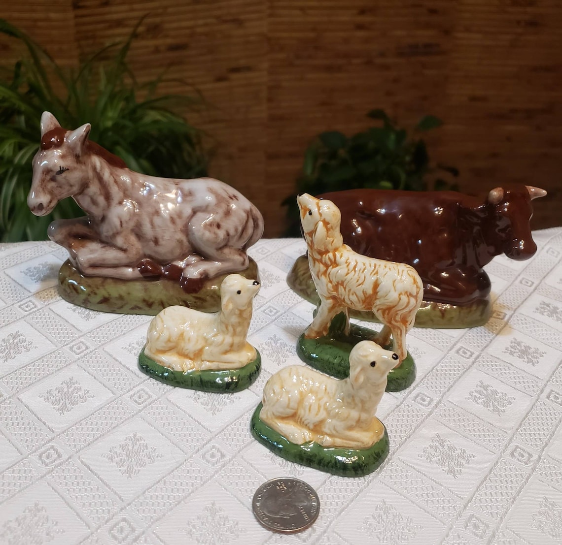 Five Stable Animals Nativity Scene Figurine Set Shiny Glaze Etsy