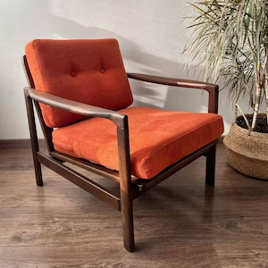 Burned Orange Mid Century armchair by Z.Baczyk 1970s