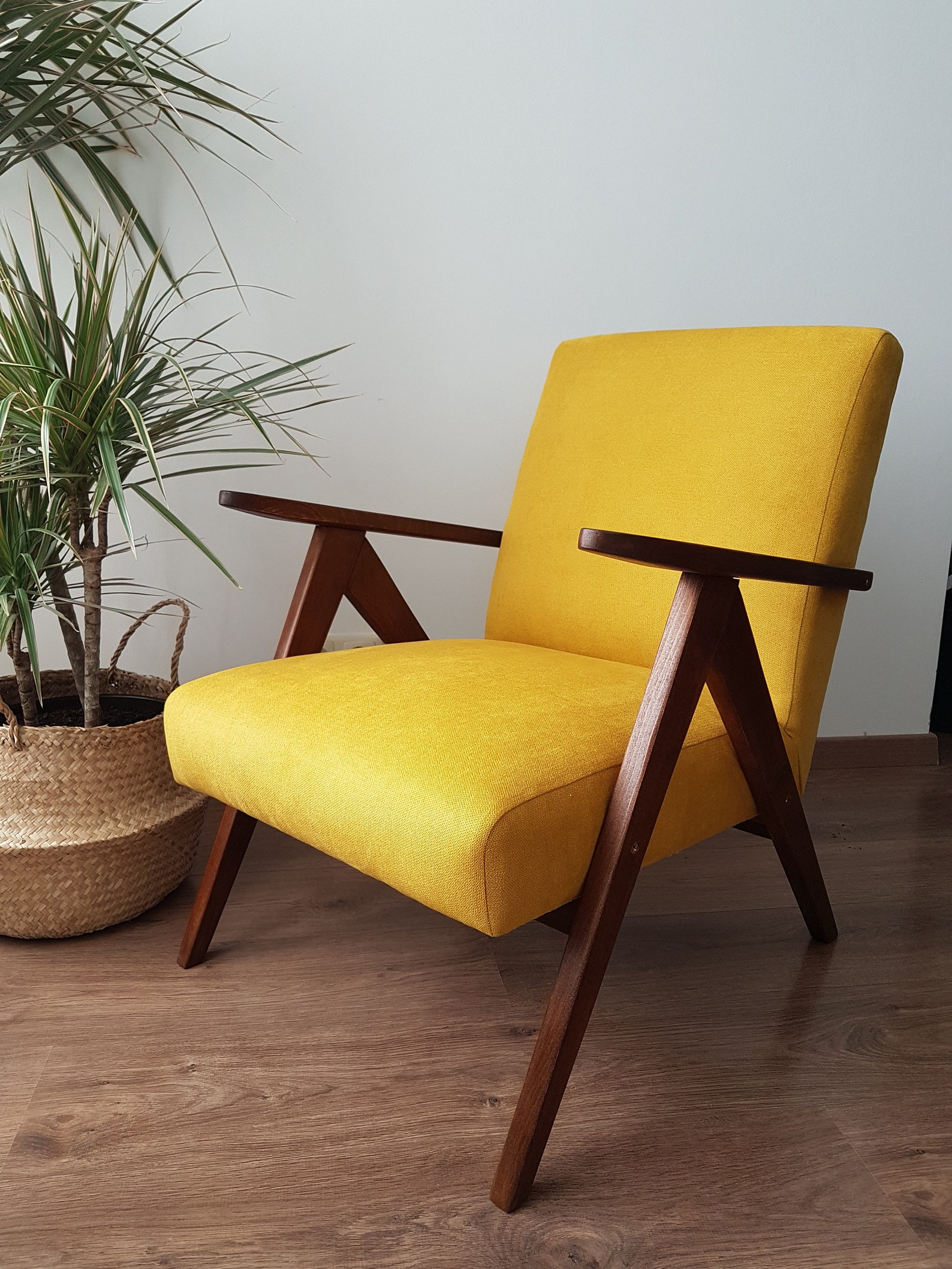 Mid Century Mustard Yellow Velvet Armchair B310 Var 1970s Etsy