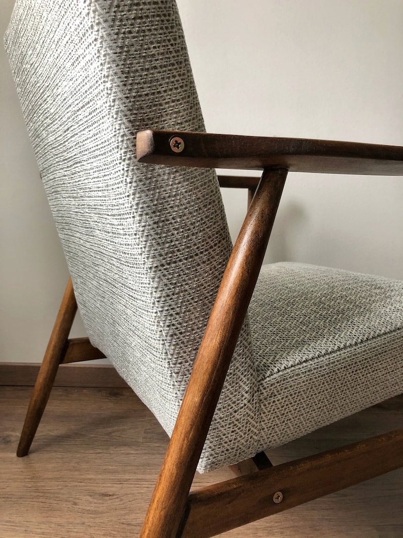 Mid Century Grey Herringbone Armchair by Radomsko 1960s Etsy UK