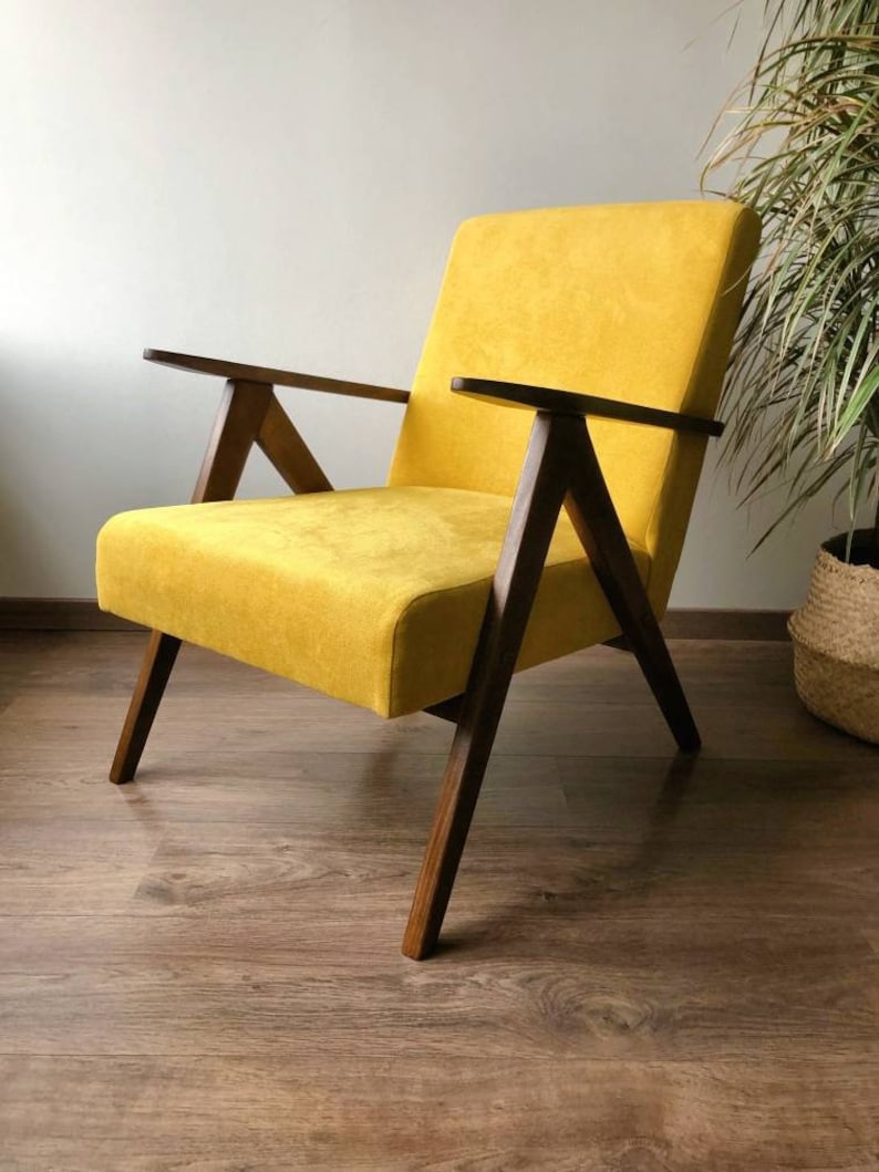 Mid Century Mustard Yellow Armchair B310 Var 1970s - Etsy