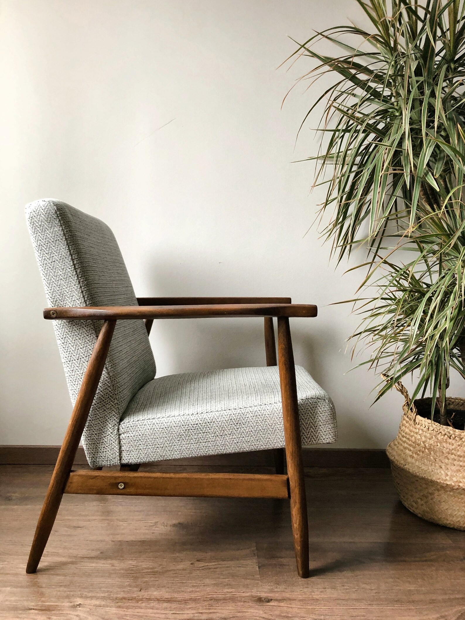 Mid Century Grey Herringbone Armchair by Radomsko 1960s Etsy UK