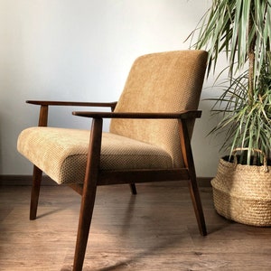 Mid Century honiggelber Samt Sessel im dänischen Stil 1960er Bild 5