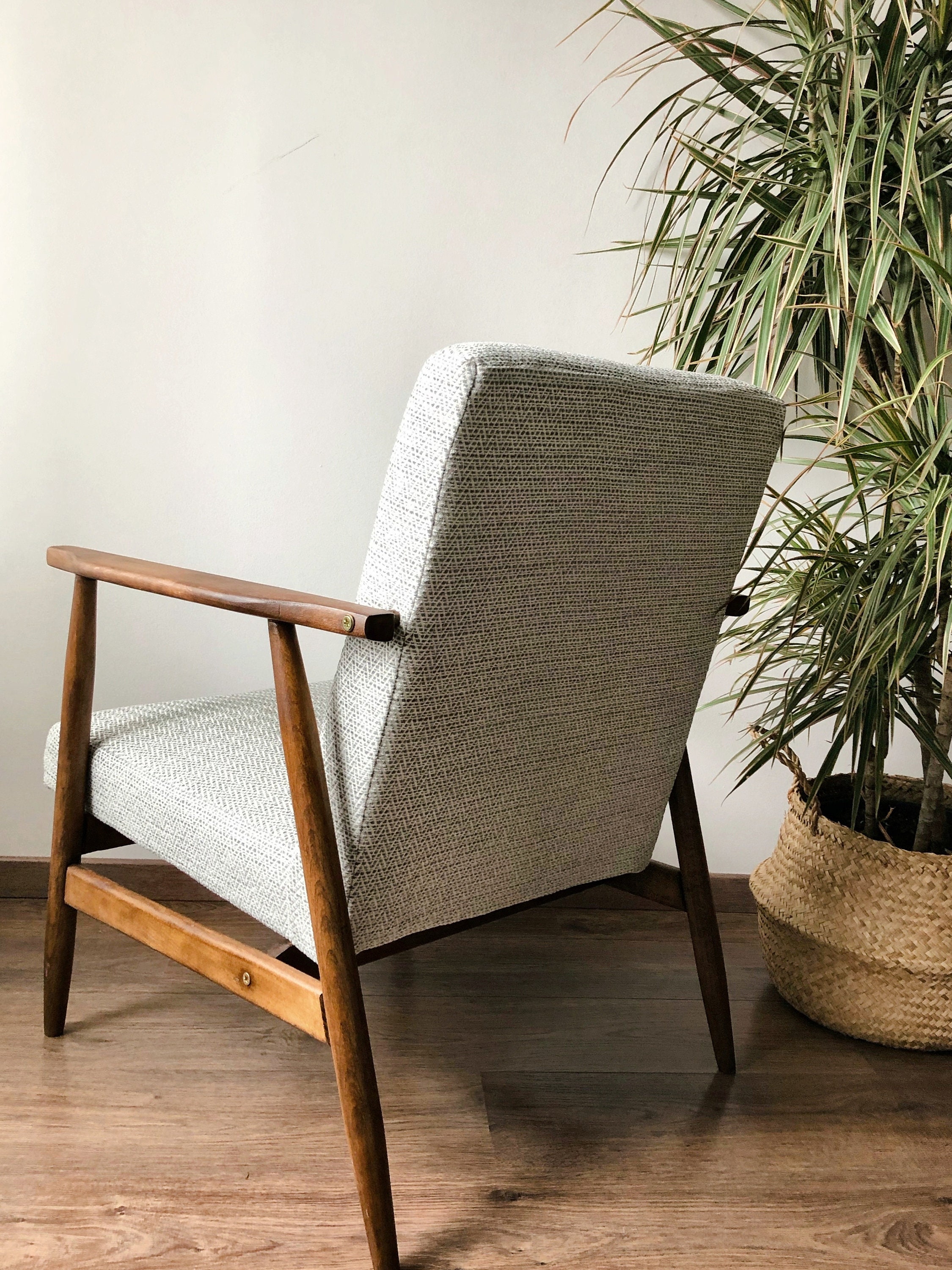 Mid Century Grey Herringbone Armchair by Radomsko 1960s Etsy