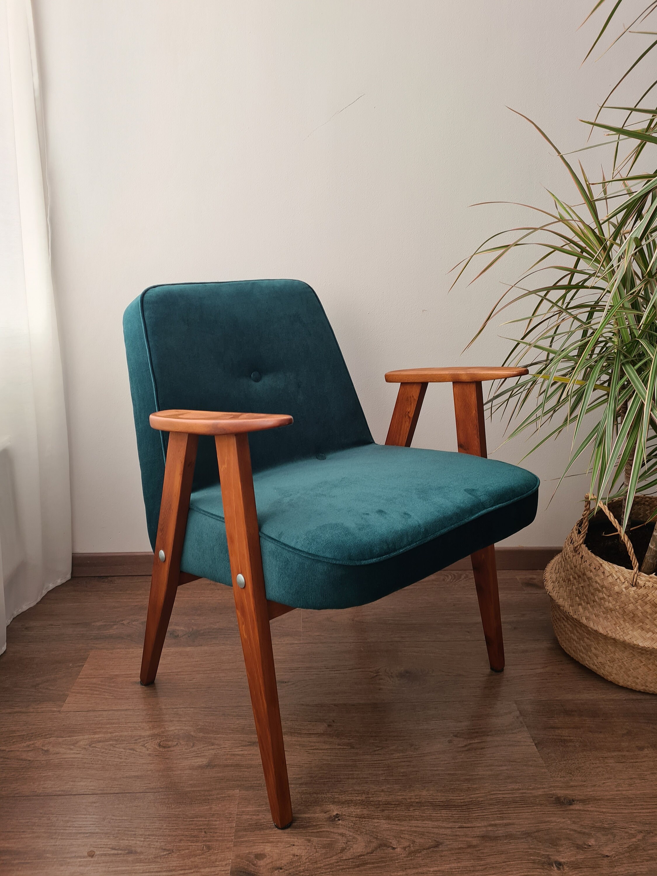 Mid Century Bottle Green Velvet Armchair by Chierowski 366 Etsy