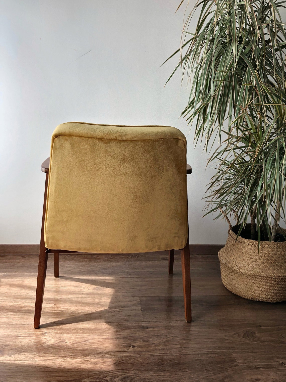 Mid Century Mustard Yellow Velvet Armchair by Chierowski 366 Etsy UK