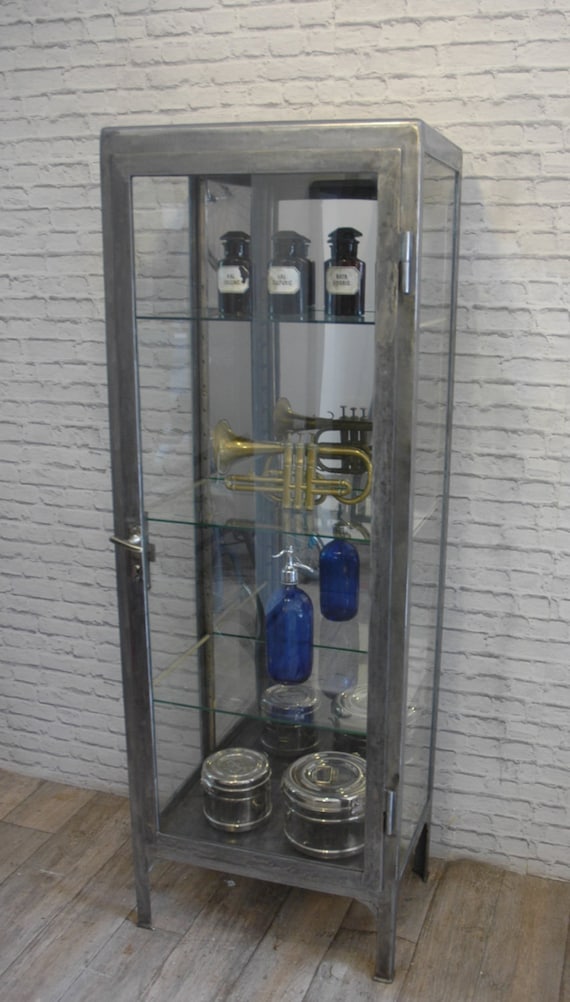 Vintage metal 2024 display cabinet