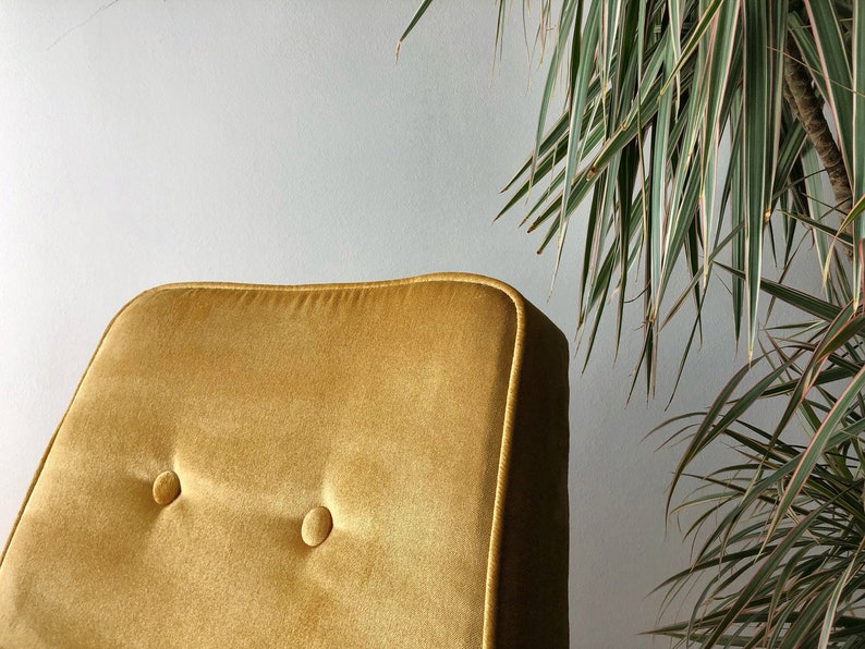 Mid Century Mustard Yellow Velvet Armchair by Chierowski 366 Etsy UK