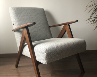 Mid Century Grey Herringbone Armchair B310 Var 1970s