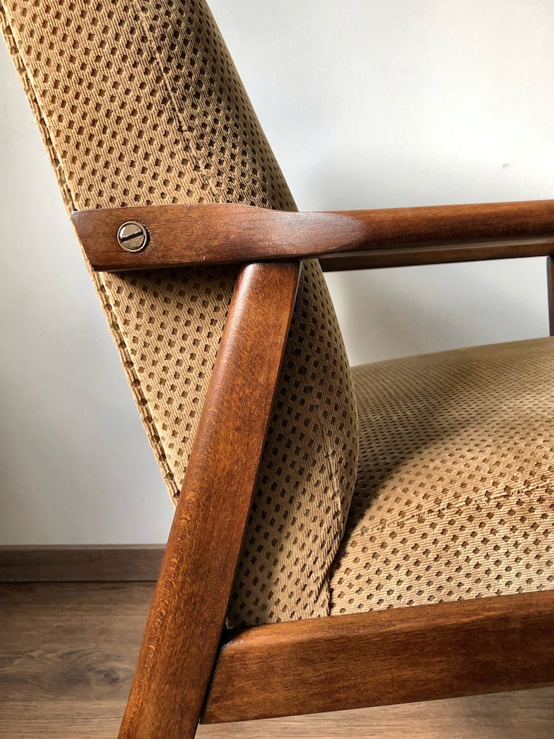 Mid Century honiggelber Samt Sessel im dänischen Stil 1960er Bild 7
