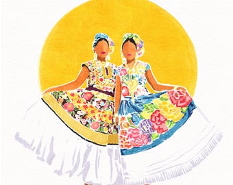 Hermanas Art Print: Latina Woman, Oaxaca - Mexican Wall Art