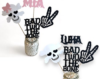 Bad Two The Bone Decorations, Bad Two The Bone Girl, Bad Two The Bone Centerpiece, Custom Party Decor by PartyAtYourDoor on etsy