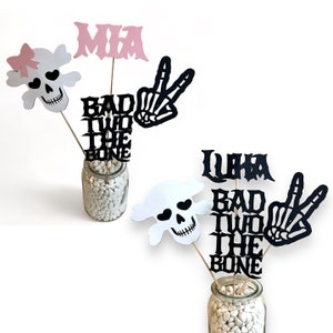 Bad Two The Bone Decorations, Bad Two The Bone Girl, Bad Two The Bone Centerpiece, Custom Party Decor by PartyAtYourDoor on etsy
