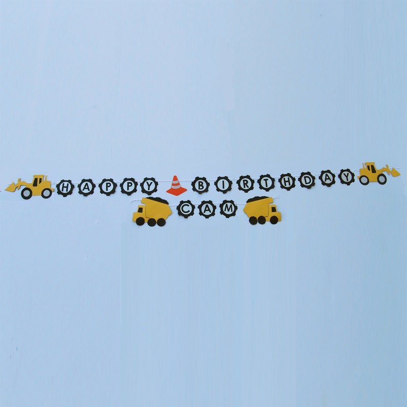 Construction Truck Birthday Banner, Dump Truck Birthday Banner, Buldozer Banner, Truck Party, Custom Parties by PartyAtYourDoor on Etsy image 2