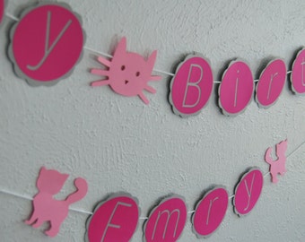 Cat Birthday Banner, Kitten Birthday Banner, Cat Party Decor, Cat Wall Banner, Kitten Party Decor, Custom Parties by PartyAtYourDoor on Etsy