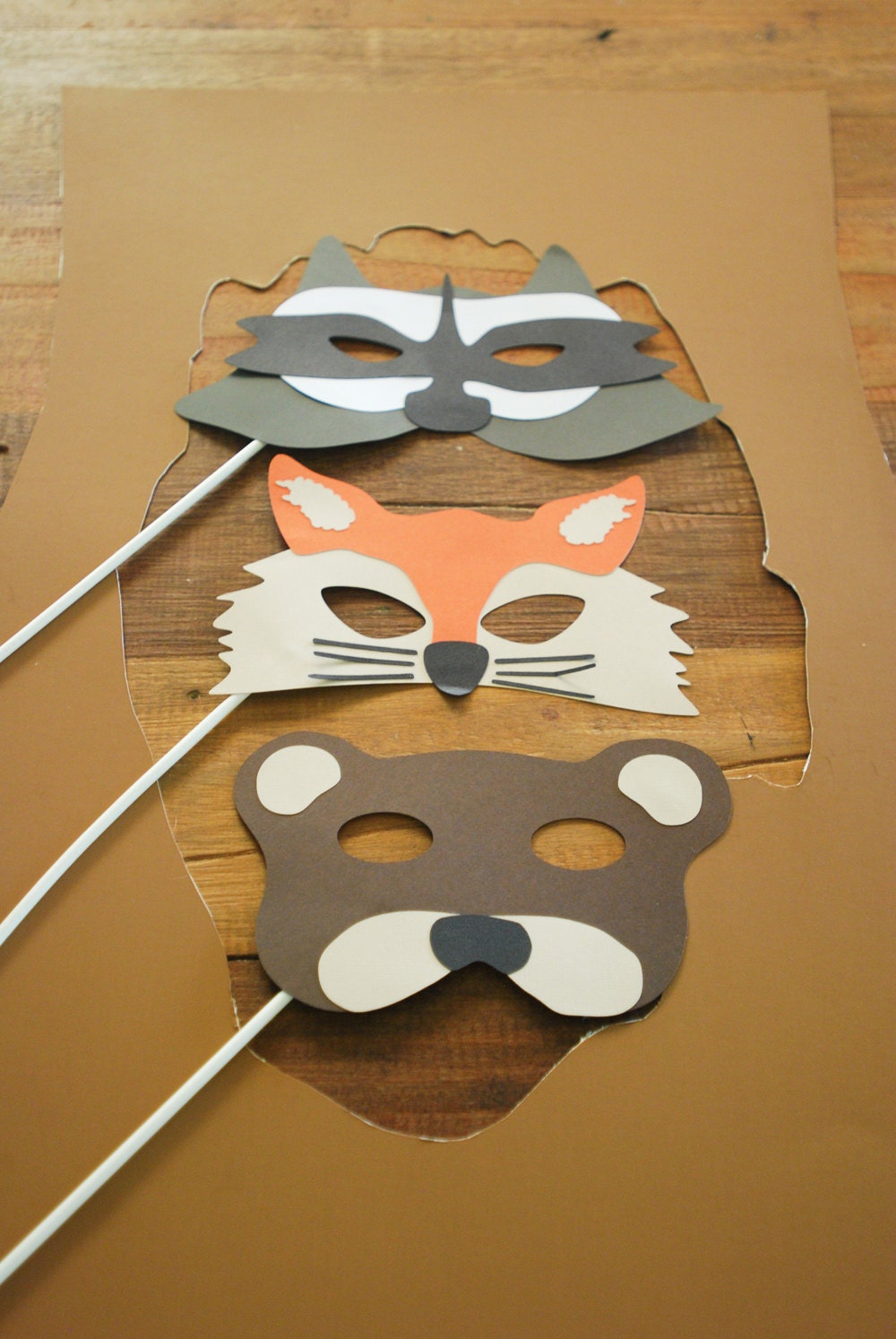 Woodland Animal Masks Woodland Baby Shower Photo Props Woodland Party Masks Custom Parties by PartyAtYourDoor on Etsy