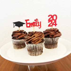 Graduation Cupcake Toppers, Graduation Decorations, Graduation Party Decorations, Class of 2024, Custom Parties by PartyAtYourDoor on Etsy