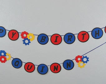 Gear Birthday Banner, Robot Birthday Banner, Robot Theme, Robot Party, Gear Themed Banner, Custom Parties by PartyAtYourDoor on Etsy