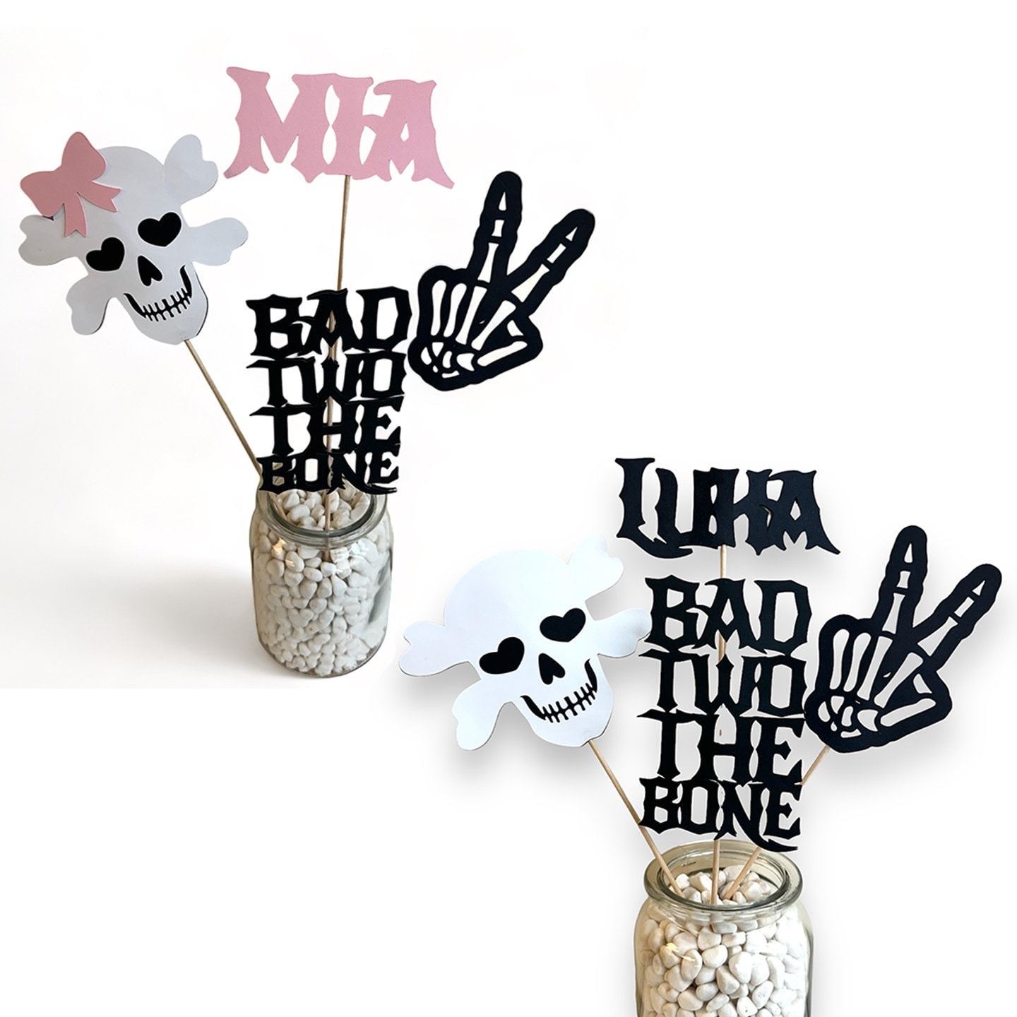 Bad Two The Bone Decorations, Bad Two The Bone Girl, Bad Two The Bone Centerpiece, Custom Party Decor by PartyAtYourDoor on etsy