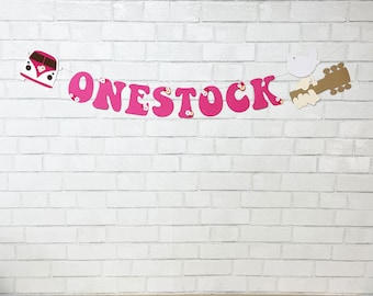 Onestock Banner, Hippie Birthday Banner, Hippie Baby, Hippie First Birthday, Onestock, Custom Parties by PartyAtYourDoor on Etsy