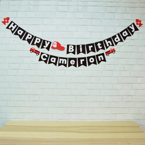 Fire Truck Birthday Banner, Fire Truck Banner, Fire Truck Party Decor, Fireman Birthday Party, Custom Parties by PartyAtYourDoor on Etsy