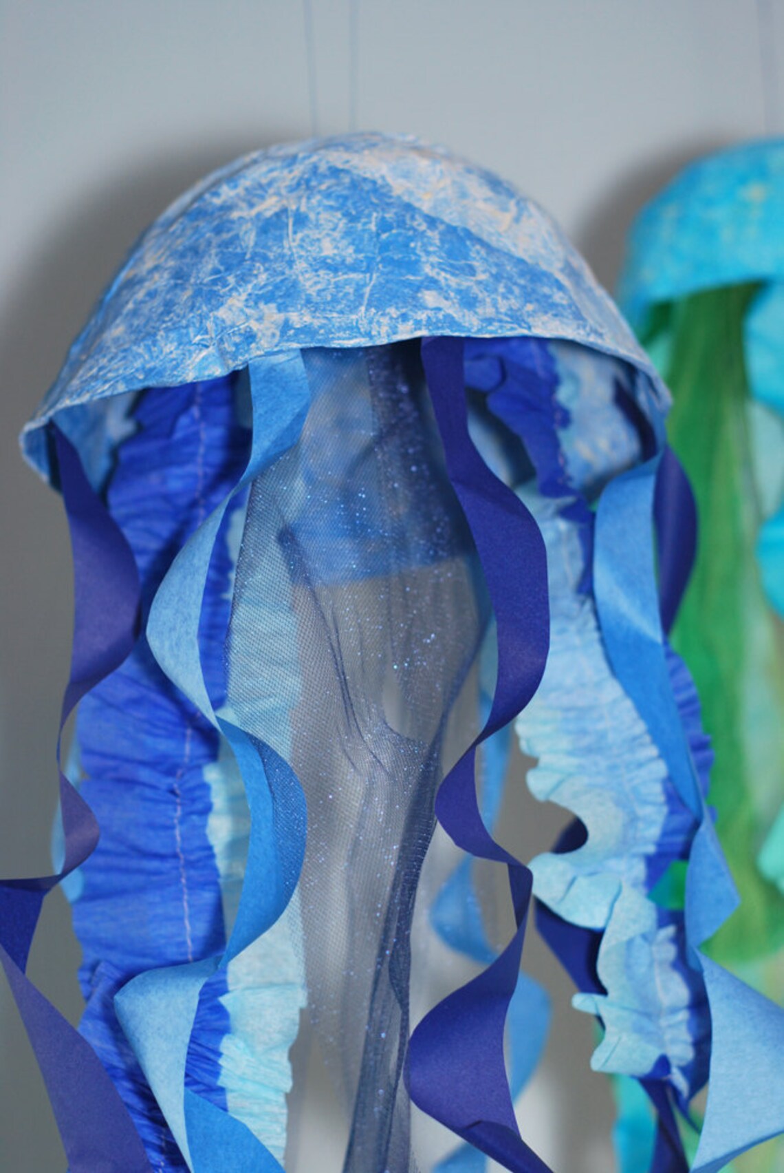 Jellyfish Paper Mache Jellyfish Mermaid Party Decoration Etsy