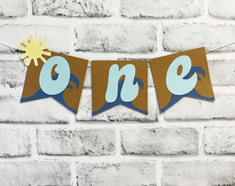 The Big One Surf verjaardagsdecoratie The Big One verjaardag The Big One kinderstoel banner aangepast feestdecor door PartyAtYourDoor op etsy