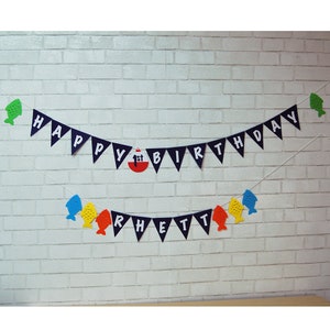 Verjaardagsbanner vissen, verjaardagsbanner vissen, Gone Fishing Party, Ofishally One, The Big One, aangepaste feesten door PartyAtYourDoor op Etsy