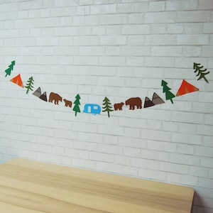Camping Garland, Camping Party Garland, Camp Birthday Garland, Camping Baby Shower Garland, Custom Parties by PartyAtYourDoor on Etsy image 1