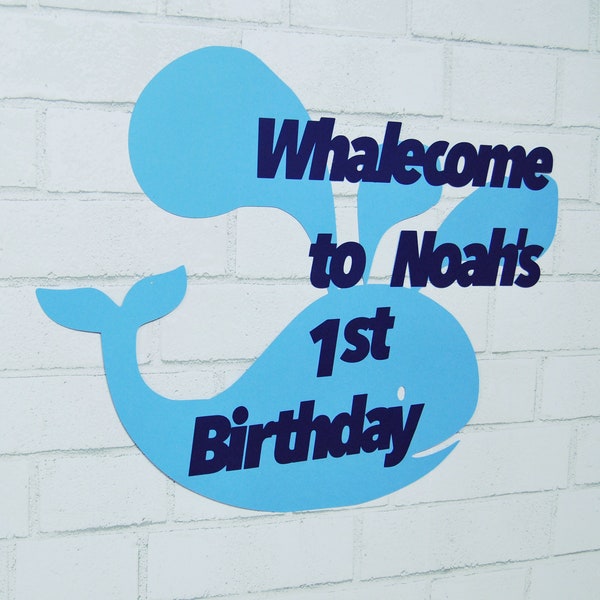 Whalecome to the Birthday Sign, Whale Birthday Sign, Whale Party Decor, Whale Welcome Sign, Custom Parties by PartyAtYourDoor on Etsy