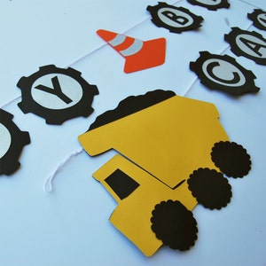 Construction Truck Birthday Banner, Dump Truck Birthday Banner, Buldozer Banner, Truck Party, Custom Parties by PartyAtYourDoor on Etsy image 1