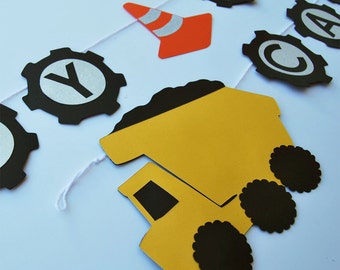 Construction Truck Birthday Banner, Dump Truck Birthday Banner, Buldozer Banner, Truck Party, Custom Parties by PartyAtYourDoor on Etsy