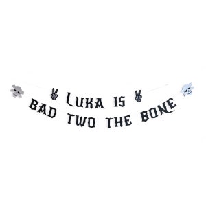 Bad Two The Bone Decorations, Bad Two The Bone Girl, Bad Two The Bone Banner, Custom Party Decor by PartyAtYourDoor on etsy